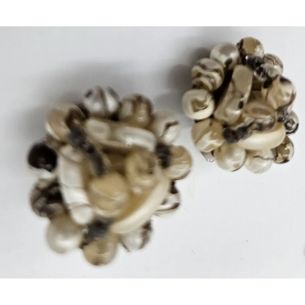 Vintage Cluster Bead Clip On Earrings Boho Statement Dangle Earrings HONG‎ KONG